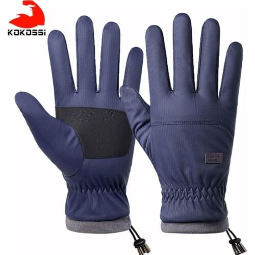 KoKossi New Waterproof Keep Warm Ski Gloves Winter Plus Velvet Thickening Men Snow Gloves Fingers Touch Screen Ski Equipment
