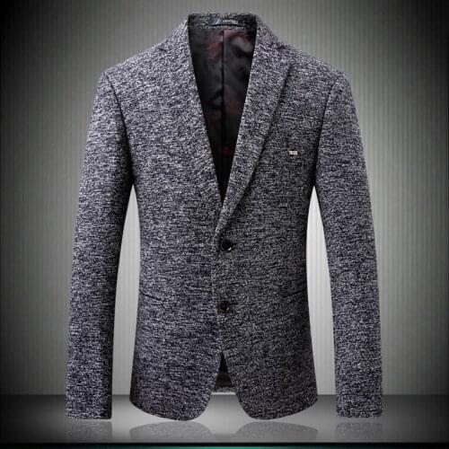 Men Gray Blazer for 2020 New Two Buttons Party Costume Famouse Designer Wedding Blazers Groom Casual Woolen Outerwear S-4XL 6201