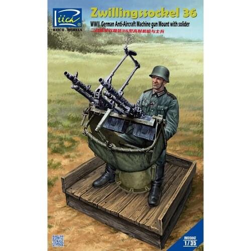 Riich Models RV35047 1/35 German Anti-Aircraft Machine Gun Mount with Solider