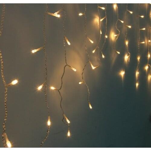 3.5M 96LED Icicle Christmas curtain Light Wedding Xmas Party Snowing string light female/male linkable connector 220V-Warm white