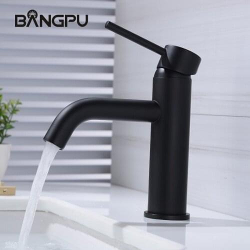 Bathroom Basin Faucet Black Sink Faucet 1 Hole Vanity Faucet Single Handle 304 Stainless Steel Bathroom Faucets Deck Mounted