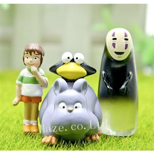 3pcs/Set Spirited Away No-Face Man Chihiro Resin Figure Figurine