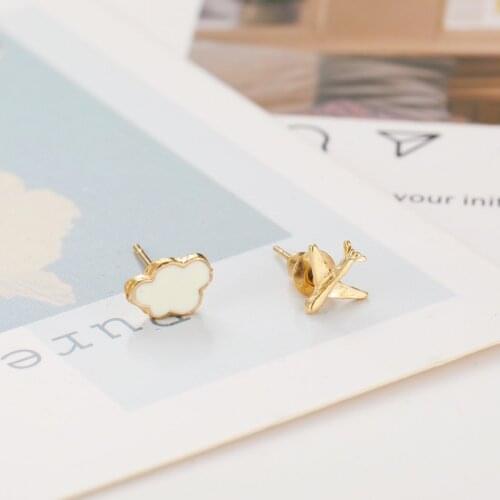 Temperament Cloud Airplane Small Stud Earrings for Women Party Wedding Jewelry 2021