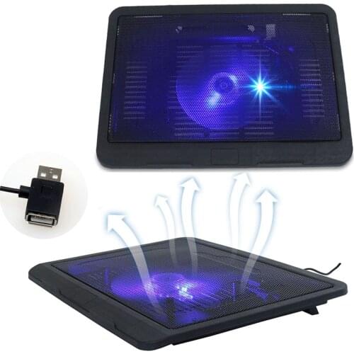Ultra-thin Laptop Cooling Pad Laptop Cooler Double USB Hub with Big Cooling Fans Light Notebook Stand For 14 Inch With LED Light