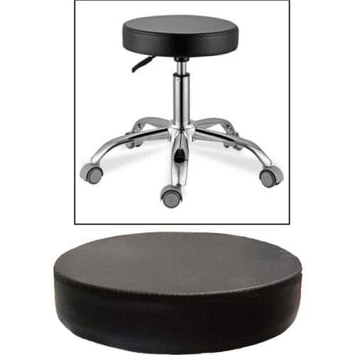 Barstool Replacement Seat Cushion,Heavy Duty Sponge+ PU Leather Black Bar Stool Seat, Black