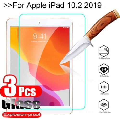 3PCS Tempered Glass Screen Protector for iPad 10.2 2019 2020 7th 8th Generation 10.2Protective Screen Film Glass for iPad 8 7
