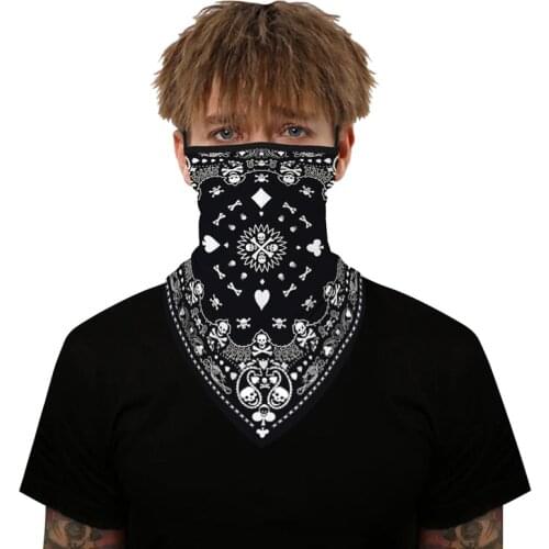 Fanni Factory Price 3d Fishing Bandana UV Protective Neck Gaiter Paisley Skull Flower Pattern Face Scarf Headwear With Ear Loops
