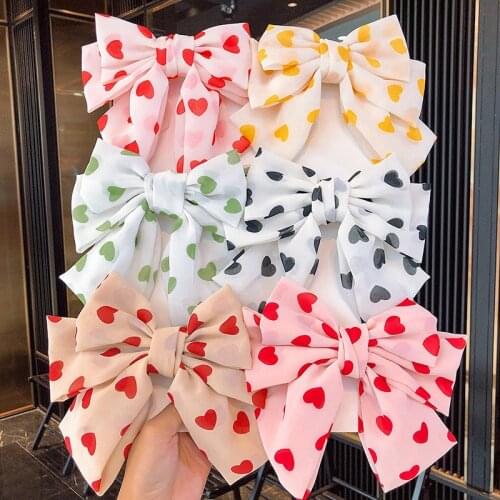 QCOOLJLY Women Girls Print Strawberry Plaid Big Bow Hair Clips Sweet Headband Hairpins Hair Ornament Fashion Hair Accessories