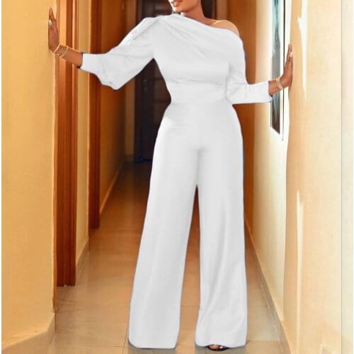 Elegant Jumpsuit Women For Wedding Party Long Cold Shoulder High Waisted Fashion Luxury Evening Night Rompers & Jumpsuits New