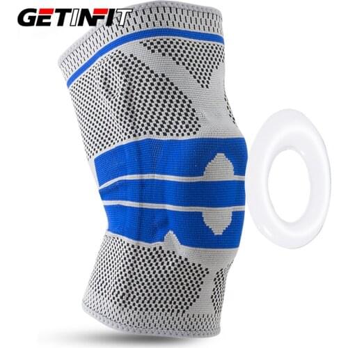1 Pcs Knee Brace Compression Sleeve Medical Grade Silicone Knee Protector Elastic Knee Wraps with Silicone Gel Spring Support