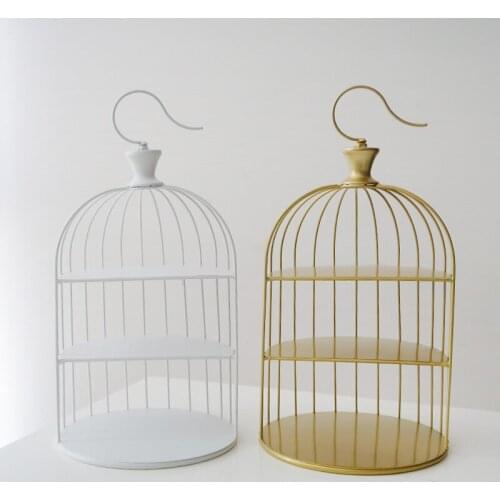 1pc Wrought Iron Bird Cage Dessert Cake Display Stand Table Decoration Cake Rack Snack Holder Wedding Birthday Party Supplies