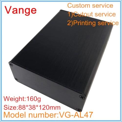 1pcs/lot Satin finish surface black metal project box 6063-T5 aluminum instrument box housing 88*38*120mm for wifi launcher