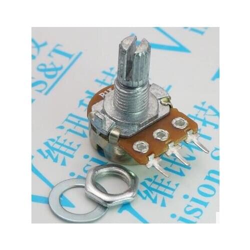100pcs/lot 10 value WH148 B1K 2K 5K 10K 20K 50K 100K 250K 500k 1M OHM Single union Linear Taper Rotary Potentiometer shaft 15mm