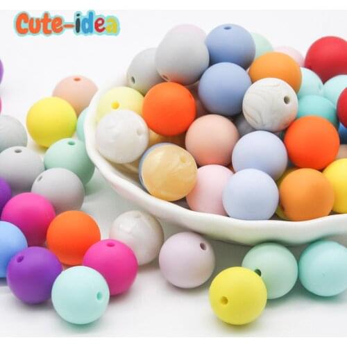Cute-idea 100pcs Silicone Beads 19mm Round Shaped Baby Teether BPA Free Food Grade DIY Jewelry Necklace Nursing Accessories