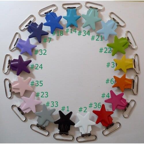 17pcs 1'' 25mm 17 Colors Assorted Enamel Star Soother Holder Clips