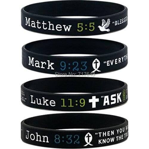 300PCS New Testament Bible Bracelets w Scripture Verses from the Four Gospel wristband silicone bracelets free shipping by FEDEX