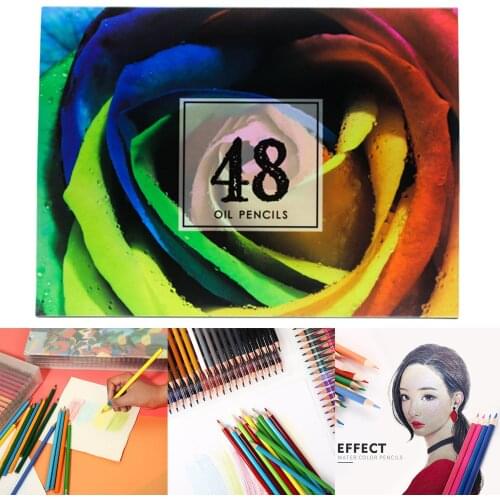 48Pcs Professional Color Pencil Colorful Oily Graffiti Paintbrush Drawing Tool