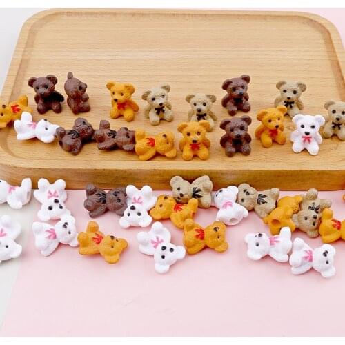 5pcs Cute Mini Resin Bear Figurines DIY Crafts Car Ornaments Desk Miniatures Christmas Decor Accessories Headdress Materials