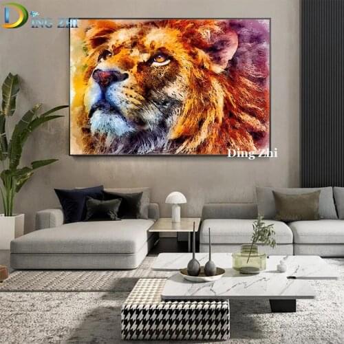 5D Diamond Painting Graffiti Watercolor Animals African Lion Diy Full Square Round Drill Cross Stitch Mosaic Embroidery Decor