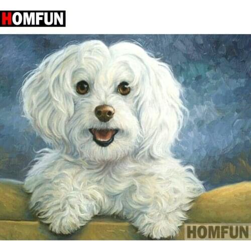 HOMFUN Full Square/Round Drill 5D DIY Diamond Painting "Animal dog" 3D Diamond Embroidery Cross Stitch Home Decor A19798
