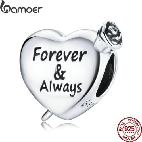 Bamoer Rose Forever Love Infinity Love Charm Cross Pendant 925 Sterling Silver for Original Bracelet Bangle DIY Jewelry BSC480