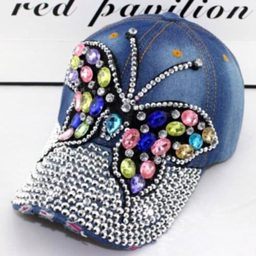 RUHAO Fashion Women Rhinestone Hats Female Baseball Cap Bling Diamond hat Personality Girl Snapback Cap Gorras