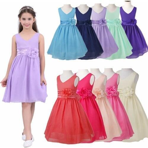 Childrens Summer Clothes Chiffon Flower Girl Dresses Girls Ball Gowns Kids Party Dress Wedding First Communion Dress for Girls