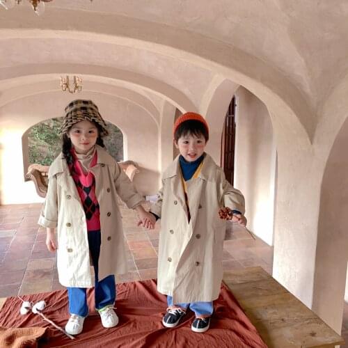 BOBOTCNUNU Long Trench Kids Long Sleeve Boys Girls Clothes Children Autumn Winter Outwear Clothing Fashion Overcoat