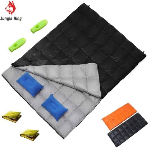 JungleKing 2020 Double Ultralight Outdoor Camping Double Down Sleeping Bag Widened Envelope Four Seasons Goose Down Sleeping Bag