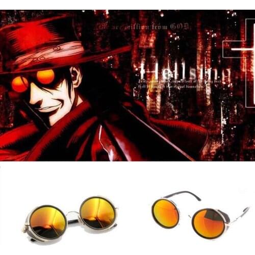 HELLSING Anime Alucard Vampire Hunter Tailored Cosplay Costume Prop Glasses Orange Sunglasses