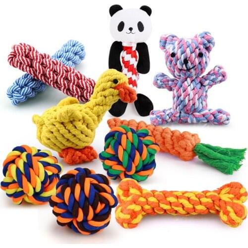 1Pcs Pet Dog Chew Toys Cotton Rope Knot Ball Toy for Puppy Plush Bite Resistant Funny Cat Toys Interactive Pets Accessories