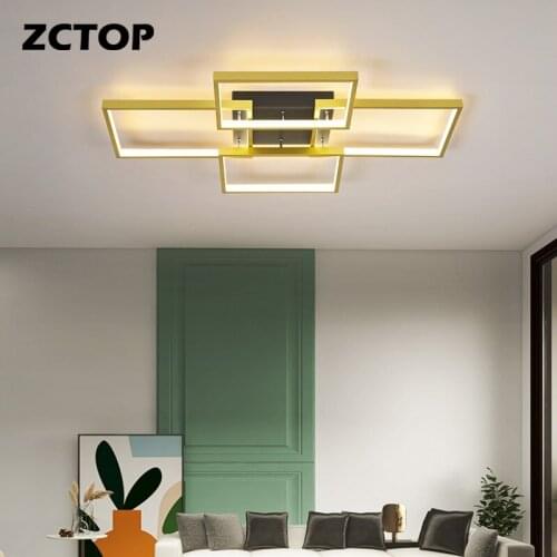 Square Modern LED Chandeliers Lights for Living Room Dining Room Bedroom Kitchen Home Indoor Light Chandelier Black Gold AC110V