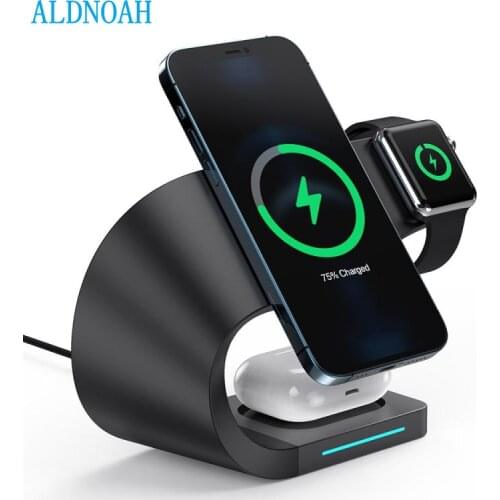 4 in 1 Magnetic Wireless Charger Stand For Magsafe iPhone 12 Mini Pro Max/Apple Watch Fast Charging Dock Station For Airpods Pro