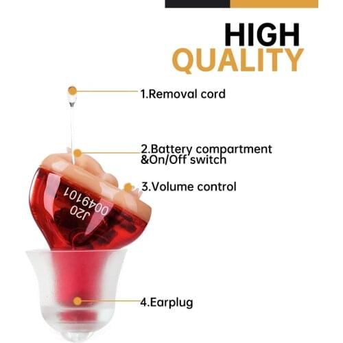 Mini CIC Audifonos Hearing Aids J20 Adjustable Inner Ear Invisible Hearing Amplifier Ear Sound Amplifier