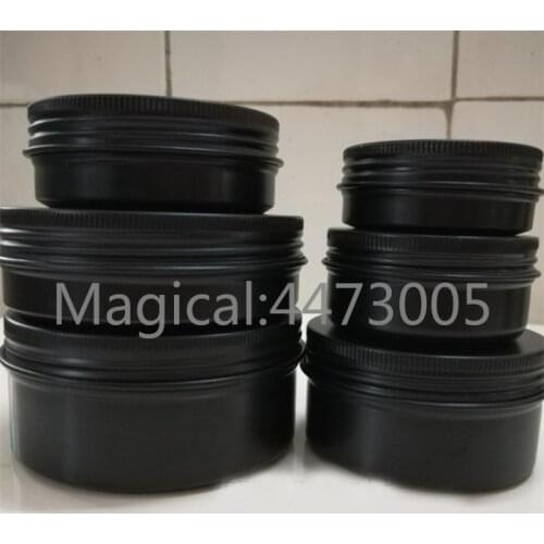 10/15/30/50/60/80/100/150g refillable box black empty round aluminum metal tin cans cosmetic cream DIY jar tea Aluminum Pot