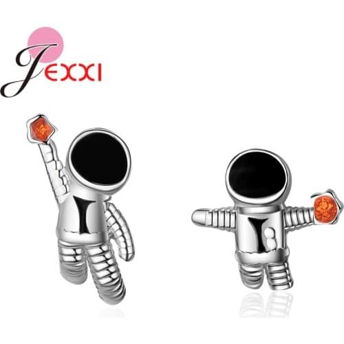 Fashion Cute Cartoon Star Astronaut Planet Stud Earring For Women Fashion Funny 925 Sterling Silver Jewelry Gift Wholesale