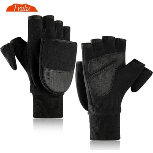 Fashion Winter Warm Gloves Men Outdoor Photography Windproof Fingerless Gloves High Quality Comfortable Black Male Gloves Gift
