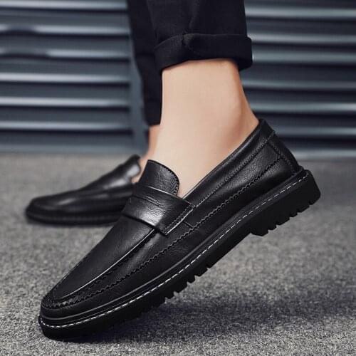 Men Casual Breathable Loafers 2021 New Fashion Comfortable Leisure Loafers Men Genuine Leather Comfy Slip-on Loafers Footwear