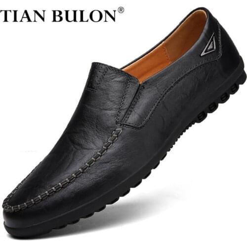 Genuine Leather Men Shoes Casual Luxury Brand 2020 Mens Loafers Moccasins Breathable Slip on Boat Shoes Zapatos Plus Size 37-47