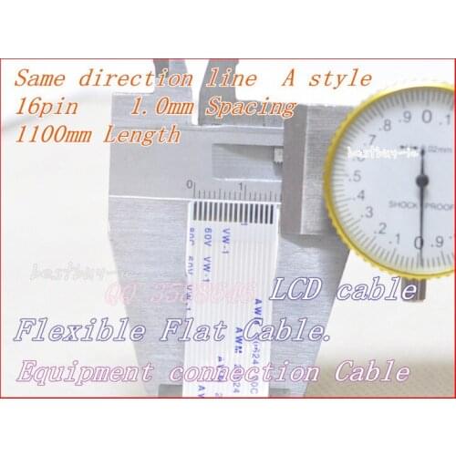 1.0mm Spacing +1100mm Length +16Pin A / same direction line Soft wire FFC Flexible Flat Cable. 16P*1.0A*1100MM
