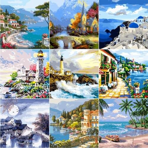 5D Diy Diamond Painting Kit Drill Seaside Scenery Decorative Painting Mural Full Round Embroidery Mosaic Kit Home Decor