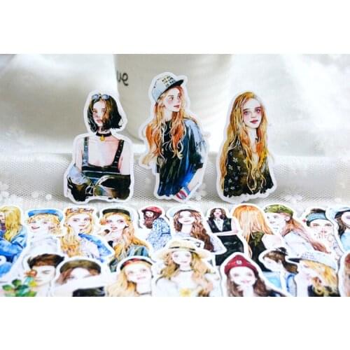 22PCS cool girl Sticker Decoration DIY Ablum Diary Scrapbooking Label Sticker Cute Stationery