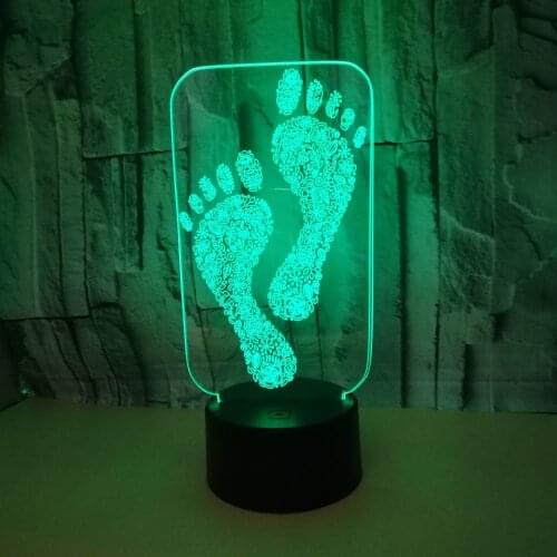 Footprint 3d Led Night Lamp Seven color Touch 3d Small Table Lamp Christmas Gift Childrens Toys Desk Lamp