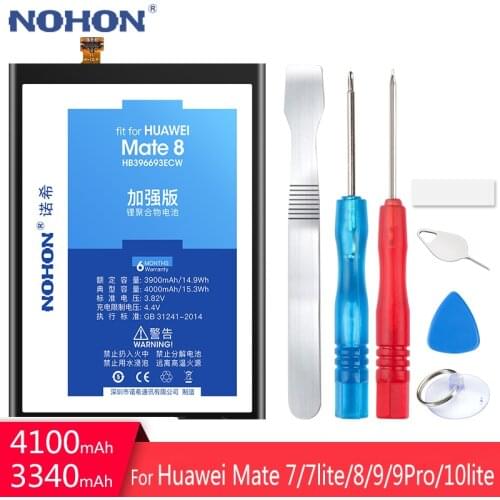 NOHON For Huawei Mate 8 9 Pro 10 7 Lite ReBattery HB396693ECW HB396689ECW Honor 6 Plus 7X HB417094EBC Mobile Phone Bateria