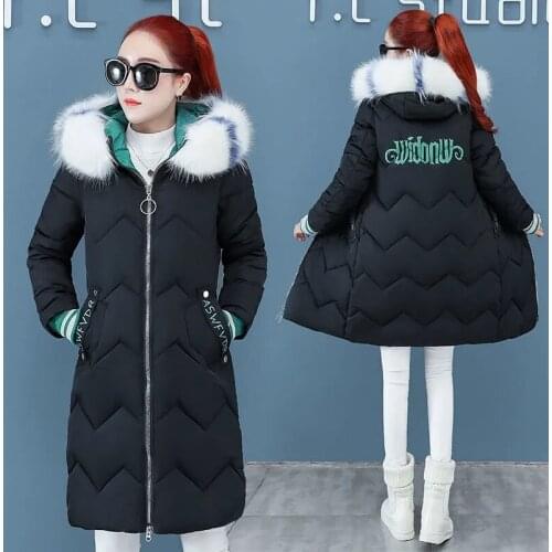 New Winter Jacket Women Parkas Big Fur Collar Hooded Overcoat Thick Cotton Padded Parka Long Coat Female Jacket Warm Outwear