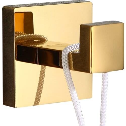 Newest Leyden SUS 304 Stainless Steel Gold Robe Hook Towel Hook Wall Mounted Square Clothes Hat Hook Bathrooom Accessories