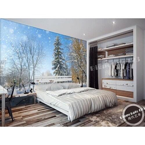 Custom 3D large murals,3D beautiful snowy forest natural wallpaper, living room sofa TV wall children bedroom papel de parede
