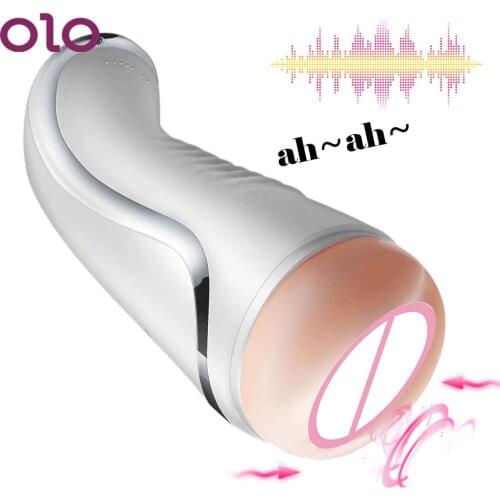OLO 7 Speeds Vibrator Vagina Real Pussy Aircraft Cup Endurance Exercise Sex Toys For Men Male Masturbator Cup