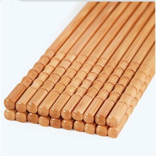 5Pair Handmade Natural Bamboo Wood Chopsticks Healthy Chinese Carbonization Chop Sticks Reusable Sushi Food Stick Gift Tableware