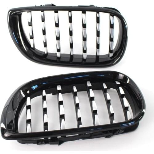 2 Pieces Meteors Kidney Front Grille Auto Racing Grille For BMW 3 Series E46 4 Door 2002-2005 Gloss Black / Silver Racing Grills